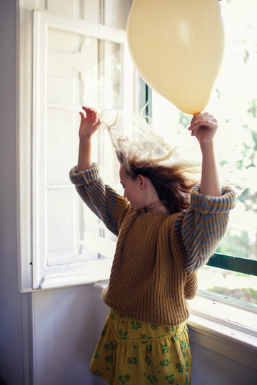 Trui - Camel met grijze strepen